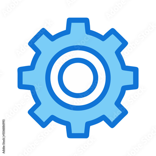 Light blue gear on White Background symbolizes mechanics technology