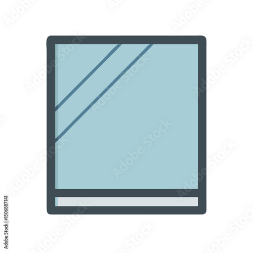 Flat illustration of window with blinds on White backdrop