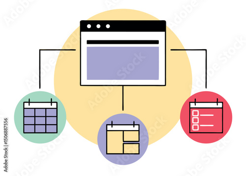 Digital Schedule Planning Calendar Management Vector Graphic