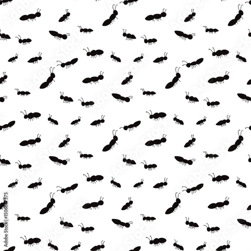 Seamless pattern of colony of ant. Hand drawn 