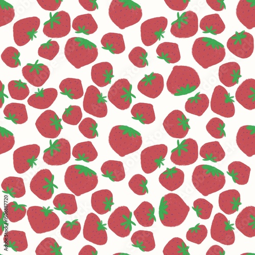 Cute hand drawn of summer strawberry seamless pattern 