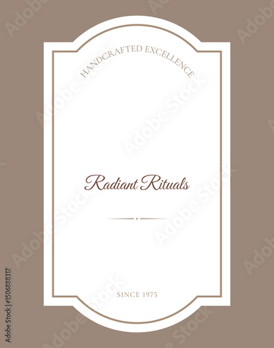 Isolated white elegant Label in minimalistic style with text. Good for cosmetics, perfumery, beauty and spa goods, home and decor items, wellness products