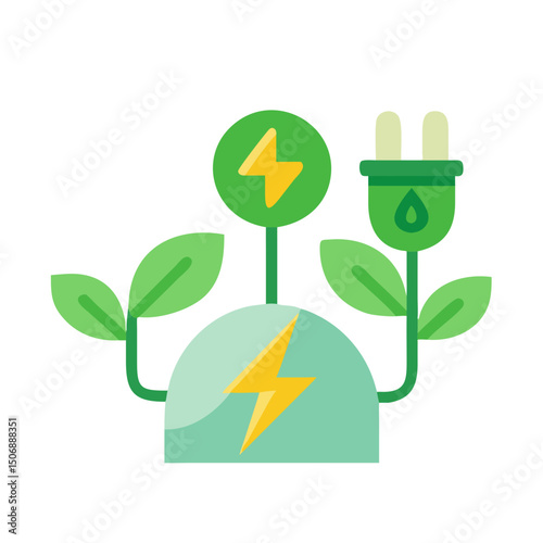 Symbolic image of green energy sources in a flat style