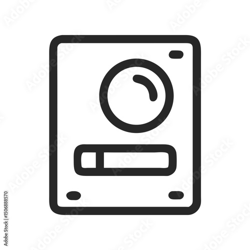 Minimalist gray smart home device icon on White Background