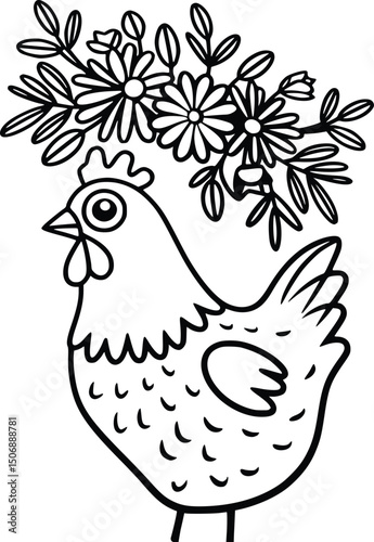 Floral Chicken Svg, Chicken Svg, Chicken Farm Svg, Floral Chicken Silhouette Svg File