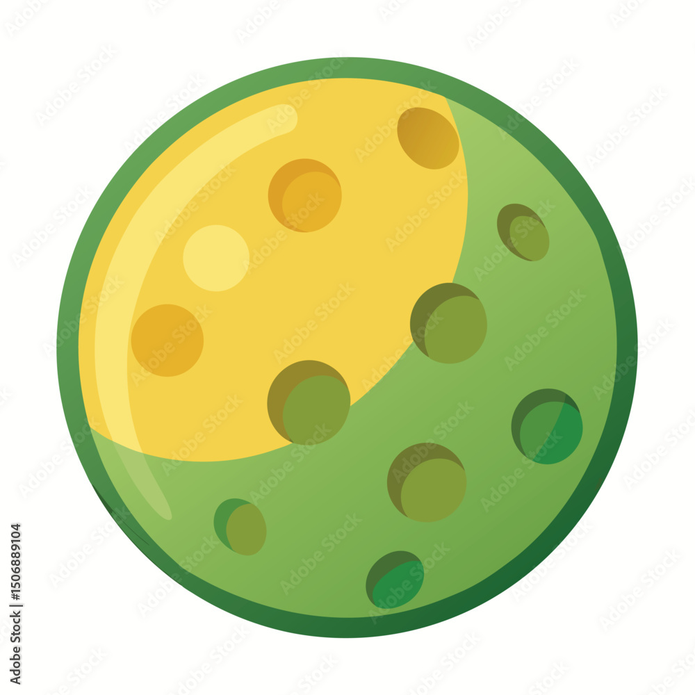 Obraz premium Playful Sphere Vector Graphic with Dotted Texture in Green and Yellow