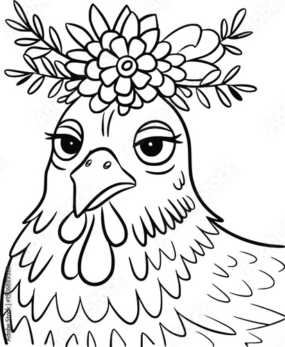 Floral Chicken Svg, Chicken Svg, Chicken Farm Svg, Floral Chicken Silhouette Svg File