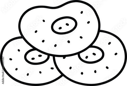 Mini Bagel Bites Breakfast Food Pack Line Art Vector Illustration