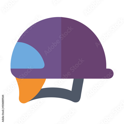 Purple sports safety helmet with light blue visor stock illustration