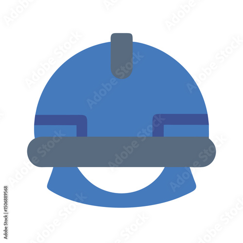 Blue construction helmet icon on White Background minimalist style