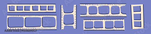 Vintage film strip doodle in hand-drawn crayon style, movie nostalgia design. Flat vector illustration isolated