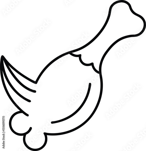Mini BBQ Chicken Wing Party Appetizer Line Art Vector Illustration