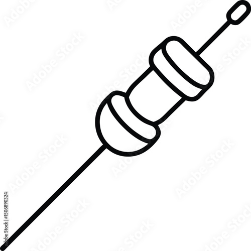Mini Beef Skewer BBQ Snack Drawing Line Art Vector Illustration