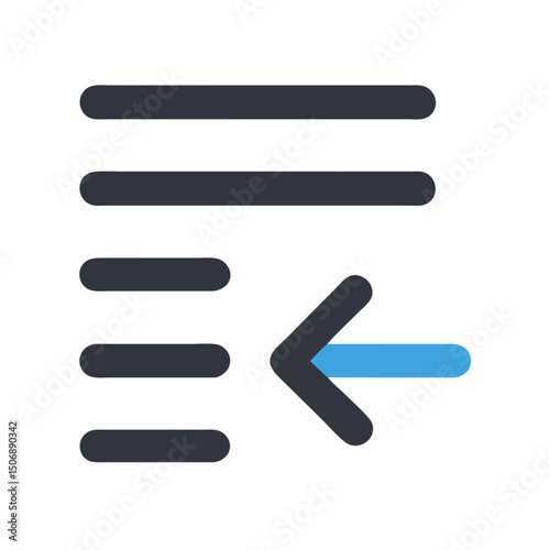 Flat design indent list icon with blue arrow