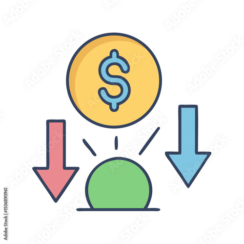 Investment Fluctuation Illustration Showing Increase and Decrease of Capital