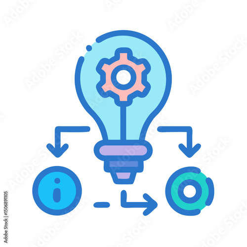 Lightbulb and process diagram representing problem solving and flow
