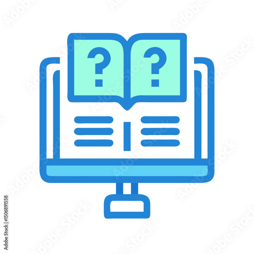 Online learning or digital knowledge concept with question mark