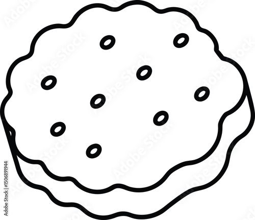 Mini Cheddar Biscuit Savory Pastry Drawing Line Art Vector Illustration