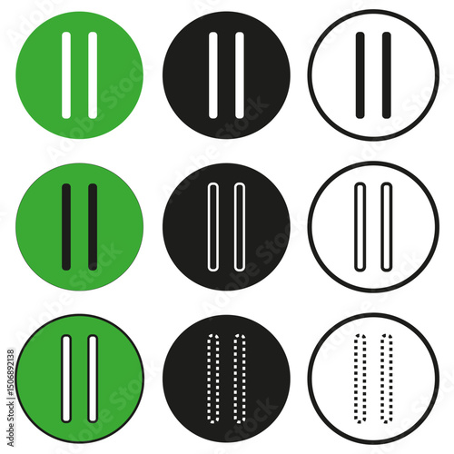 Round stripe symbols. Contrast circle elements. Simple graphic composition. Vector black green white. 