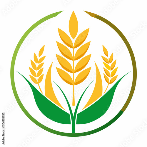 Wreath wheats ears icons and rice seeds logo design 