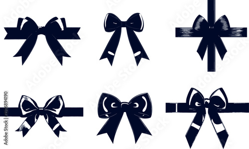 Collection of decorative bows isolated on white background