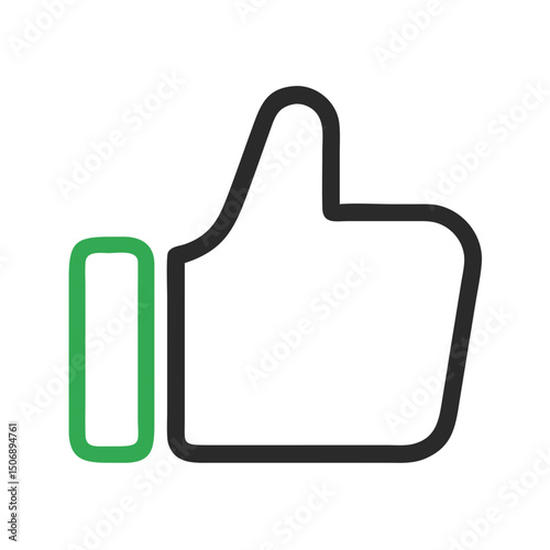 Minimalist thumbs up icon with green and black color