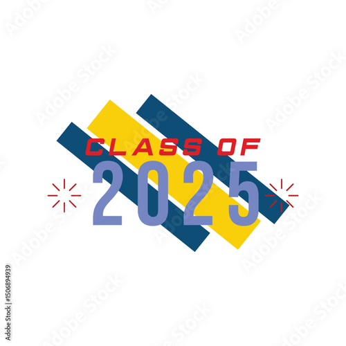 Class of 2025 Graduation Celebration Banner with Handwritten Brush Lettering Academic Cap Diploma and Congrats Greeting Text for Cards Posters and Event Designs Isolated Vector Illustration