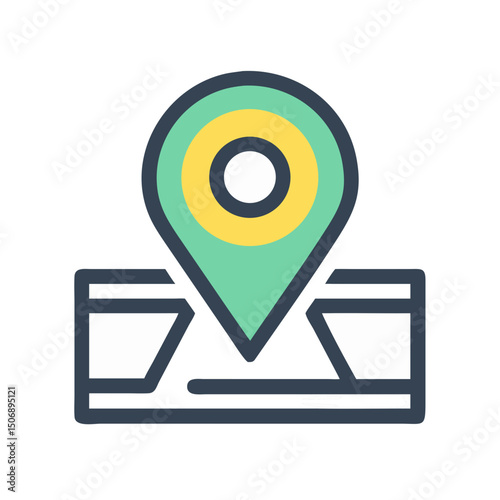 Stylized map location pointer icon with abstract road design