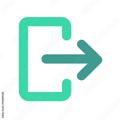 Turquoise Exit Icon Displaying Logout Functionality in Vector Format