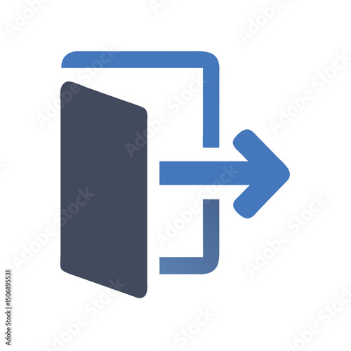 Stylized exit icon with an arrow pointing outwards