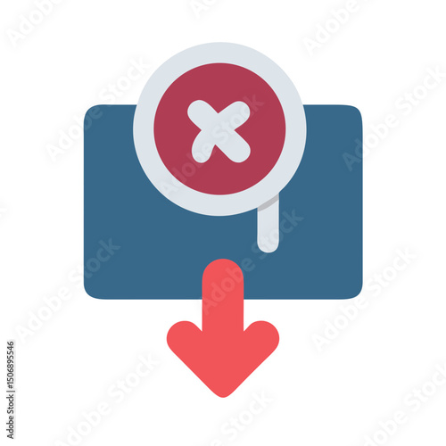 Flat icon showing data deletion with an arrow symbol