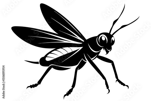 Grasshopper Vector Illustration Black Isolated on White Background Insect Design