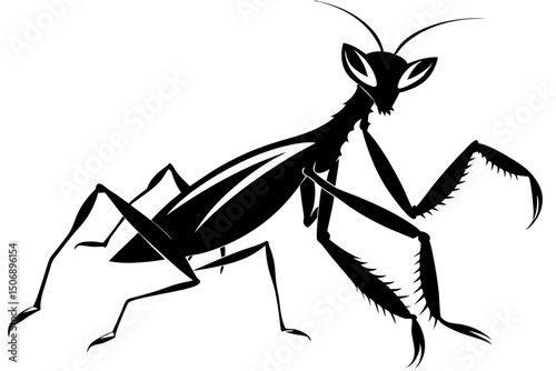 Praying Mantis Silhouette Insect Graphic Design Element