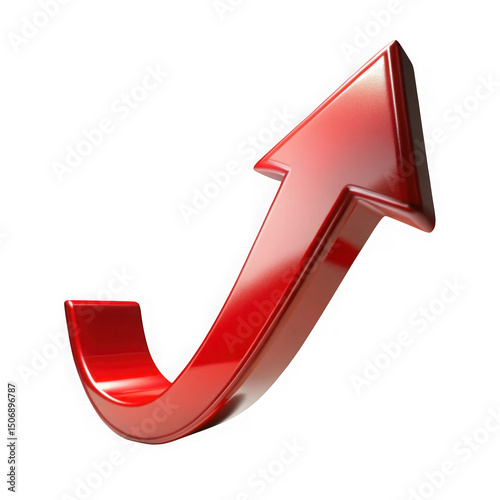 3d rendered red arrow pointing upward representing growth progress development and success isolated transparent background