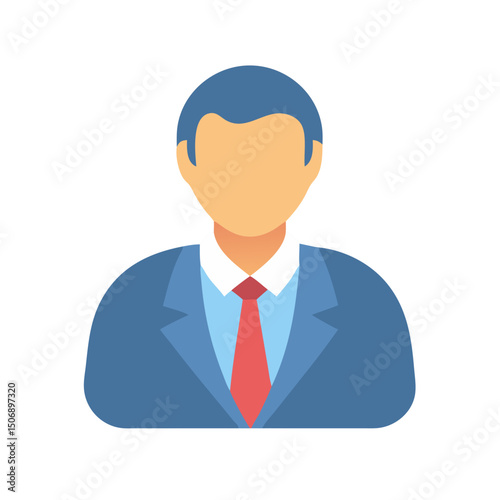 Faceless businessman icon, business professional avatar, blue suit illustration