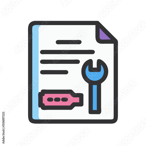 Technical document with wrench icon for maintenance procedures