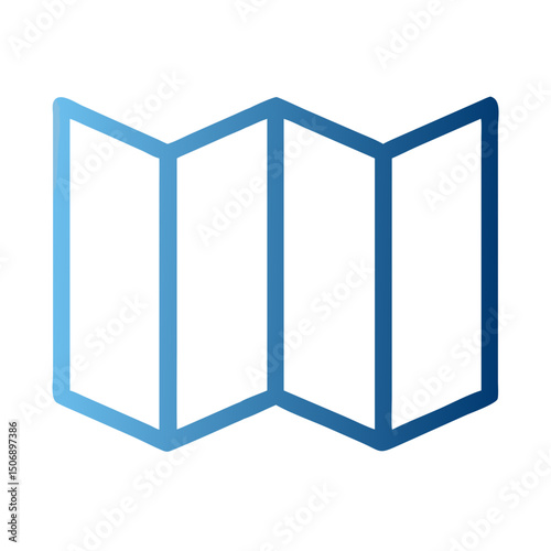 Minimalist unfolded blue map on solid White Background image