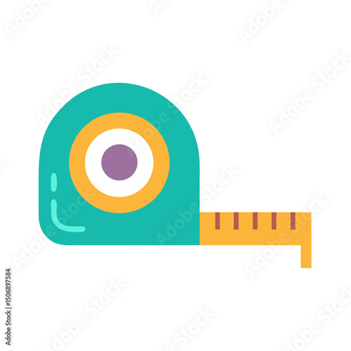 Flat design turquoise and orange measuring tape on White