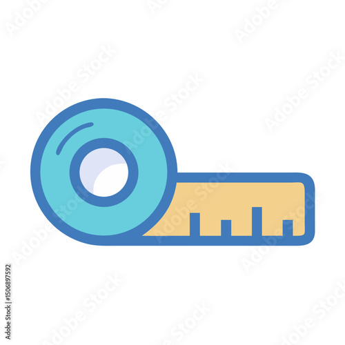 Cartoon style tape measure tool icon on White Background