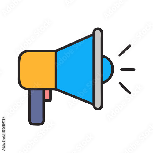 Colorful megaphone illustration against White Background for marketing announcements