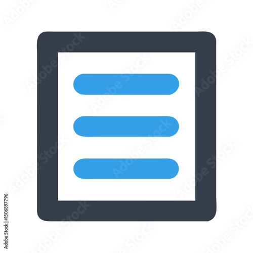 Blue hamburger menu inside dark square on White Background