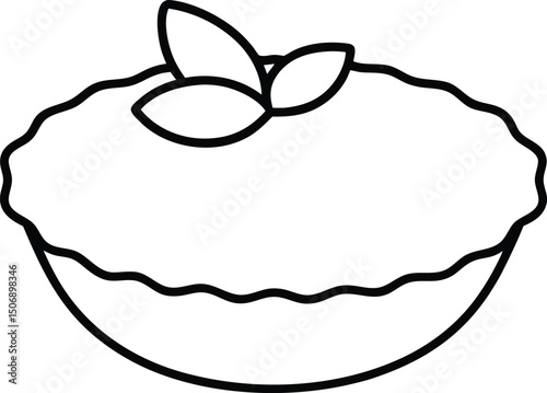 Mini Lemon Tartlet Sweet Fruit Pastry Sketch Line Art Vector Illustration