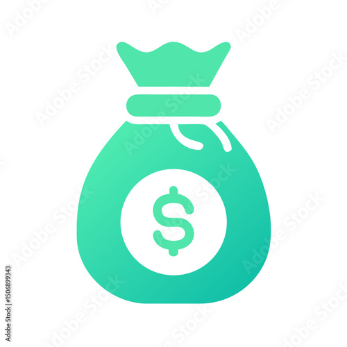 Aqua money bag icon symbol against White Background illustration