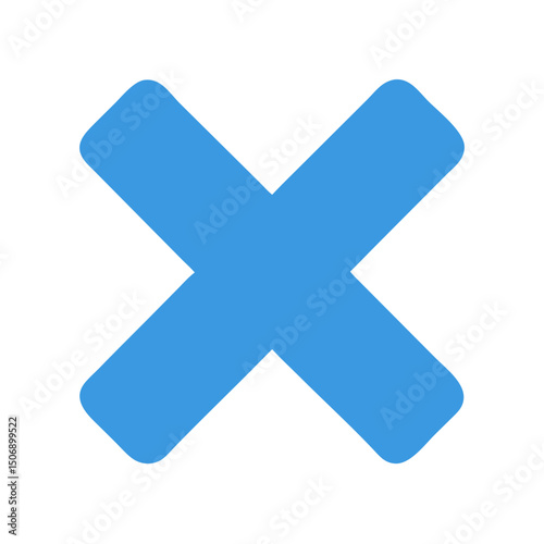 Blue X mark on White Background abstract concept image