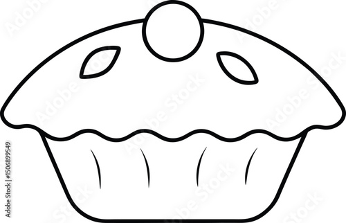 Mini Mushroom Tart Savory Veggie Bite Sketch Line Art Vector Illustration