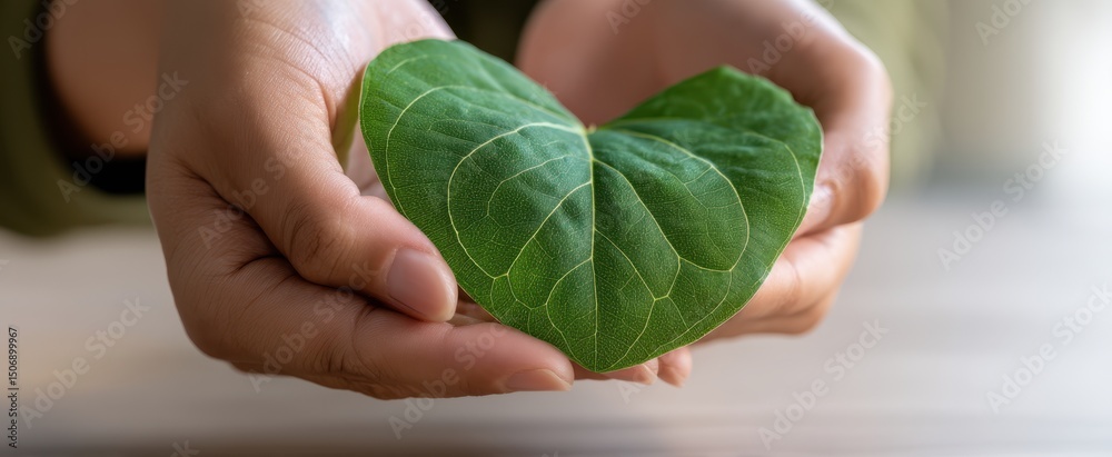 The Heart-Shaped Leaf Embraced by Caring Hands The Heart-Shaped Leaf Embraced by Caring Hands