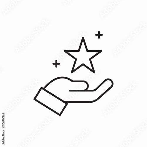 Quality service star hand icon vector sign