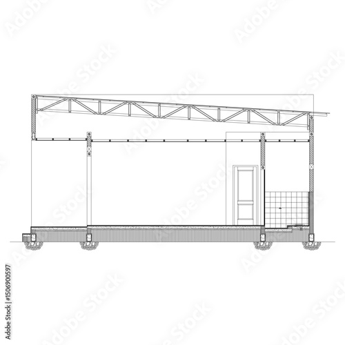 House cross section, view on inside room