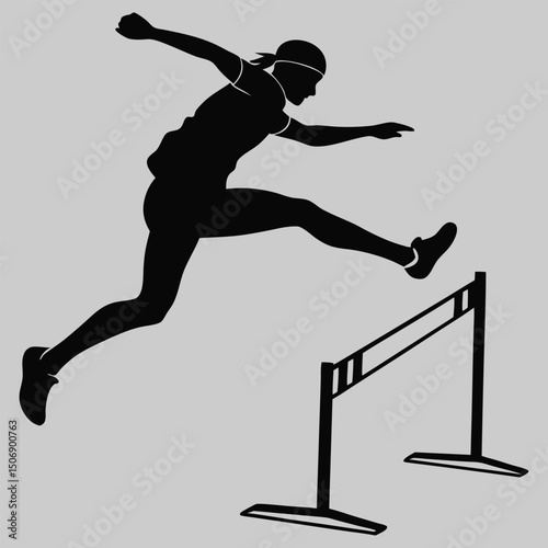 a person jumping over a hurdle silhouette vector design art and illustration