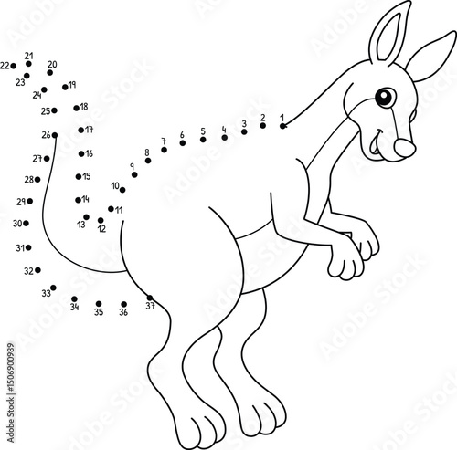Dot to Dot Kangaroo Australian Animal Isolated 